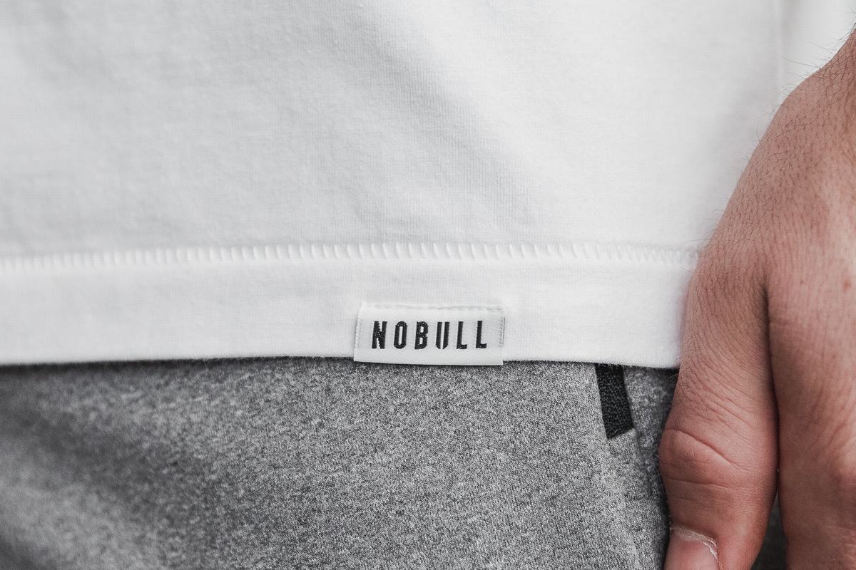 Nobull Heavyweight Pocket Men's T Shirts White | Australia (UO2187)